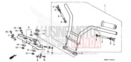 TUYAU DE GUIDON/PONT SUPERIEUR (1) VT600CV de 1997